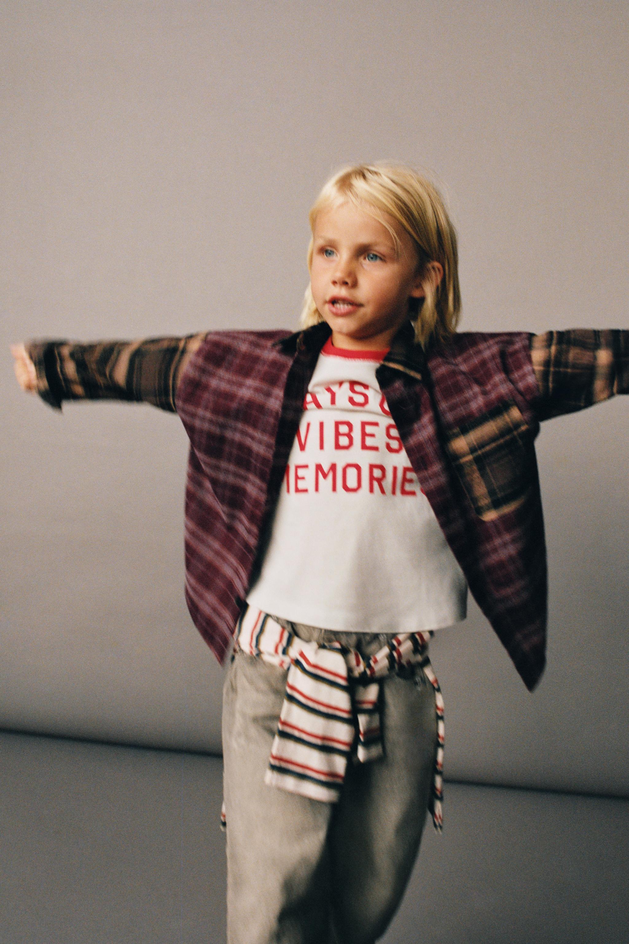 テキスト入りラグランスリーブTシャツ - エクリュ | ZARA Japan