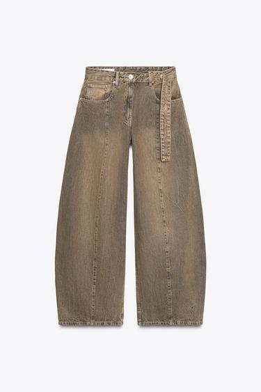 TRF OVERSIZE HIGH-WAIST JEANS - Brown by Zara - Image 7