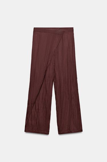 SATIN PAREO TROUSERS - Burgundy by Zara
