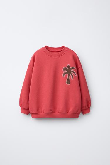 PALM TREE PRINT SWEATSHIRT - Fuchsia by Zara - Image 0