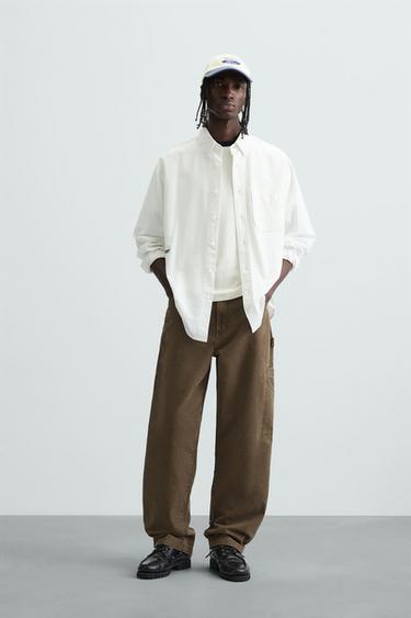 PANTALÓN BOLSILLO CARPINTERO - Marrón de Zara - Imagen 0