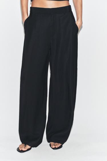 FLIESSENDE HOSE MIT ZIERFALTEN - Schwarz von Zara