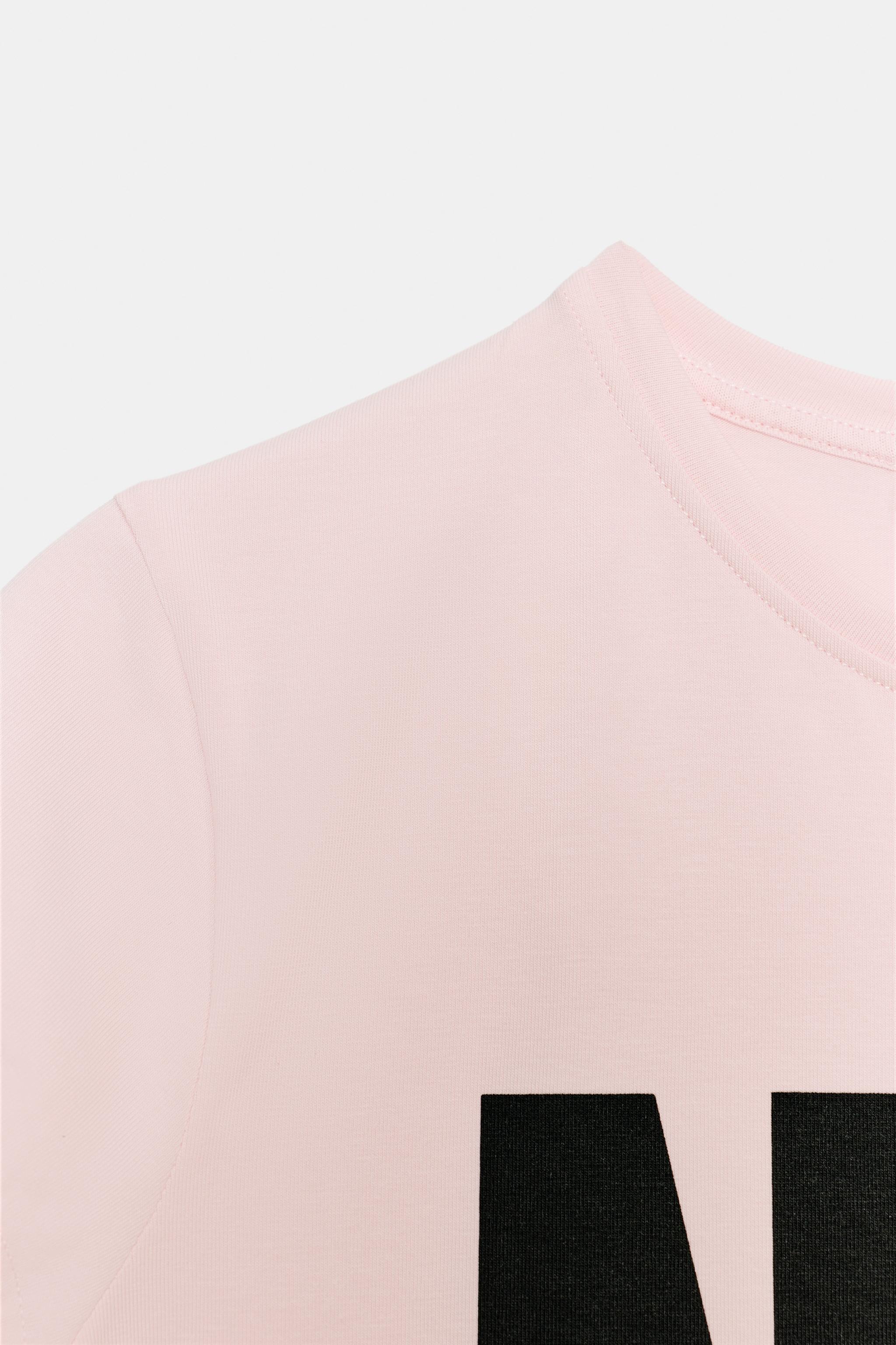 Zara TEXT PRINT SHORT SLEEVE T-SHIRT — фото 5