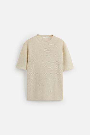 MAGLIETTA IN MAGLIA STRUTTURATA - Écru di Zara