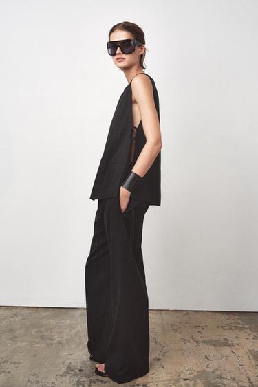 PANTALON LARGE AVEC LIN ZW COLLECTION - Noir de Zara - Image 1