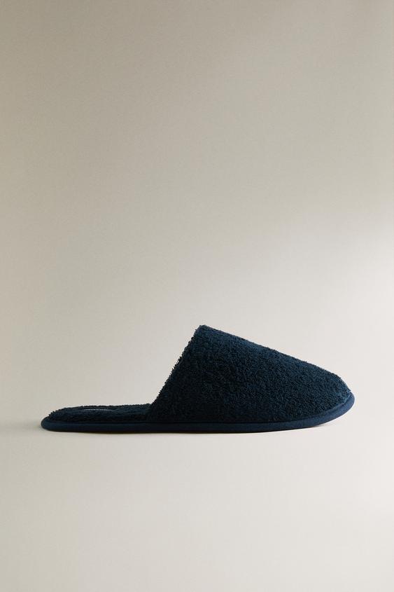 Zara BATH TOWEL SLIPPERS - Navy Blue - Image 0