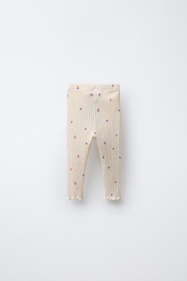 LEGGING STRUCTURE FLEURS - Écru de Zara - Image 1