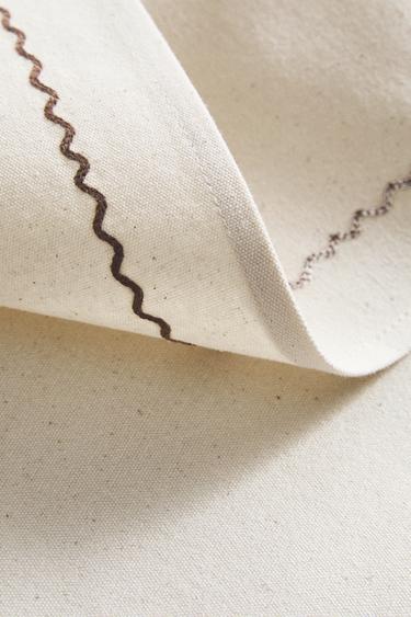 COTTON PLACEMAT WITH HEM EMBROIDERY - Brown by Zara - Image 3