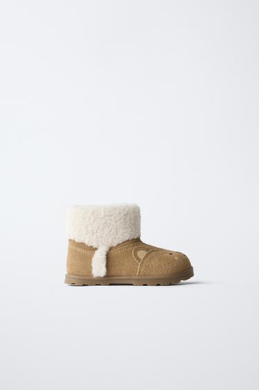 GEVOERDE LAARZEN MET DIERENMOTIEF - Bruin van Zara