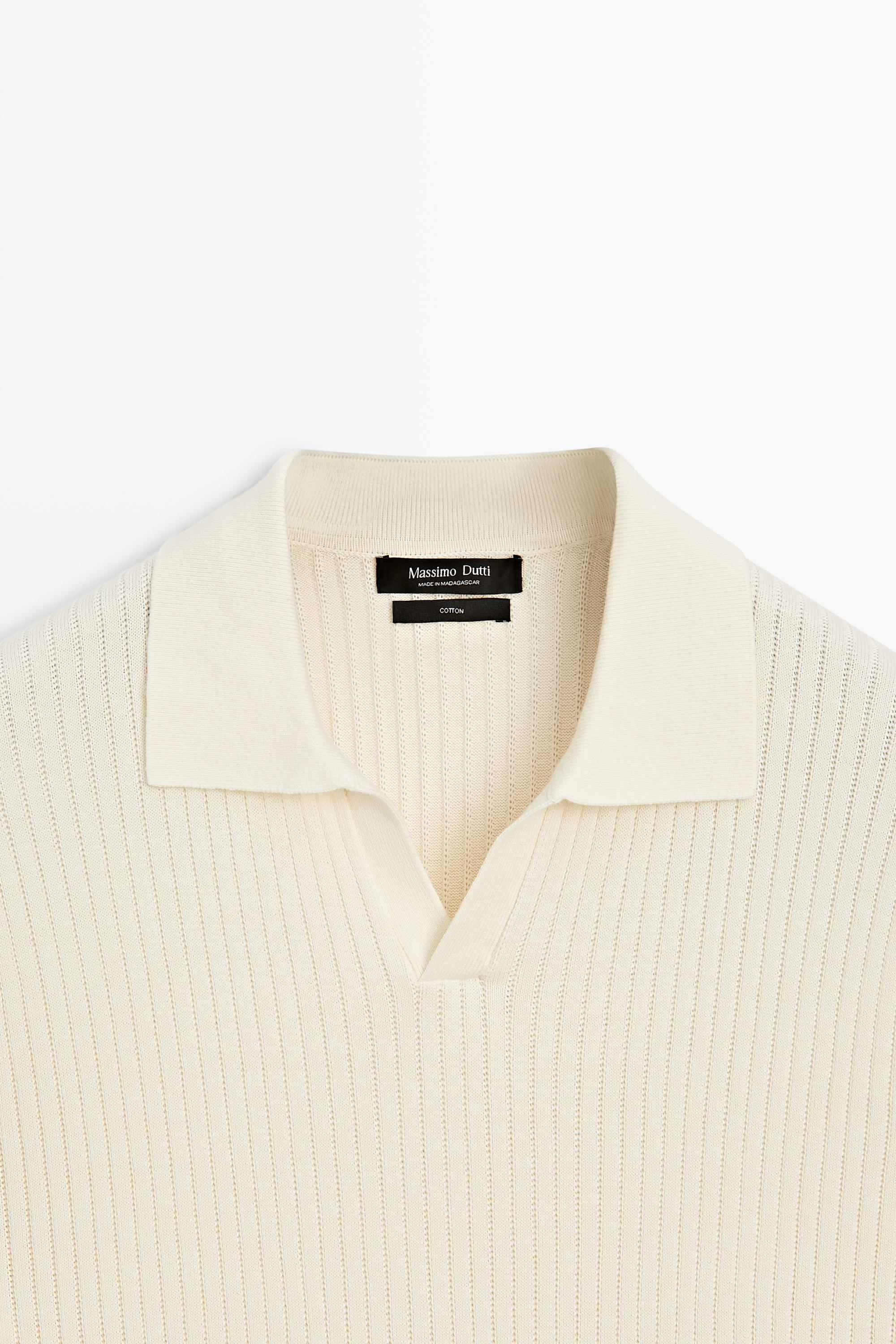 100% cotton ribbed knit polo sweater