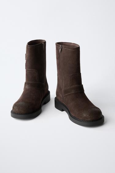 BOTTES EN CUIR À BOUCLES - Marron de Zara - Image 3