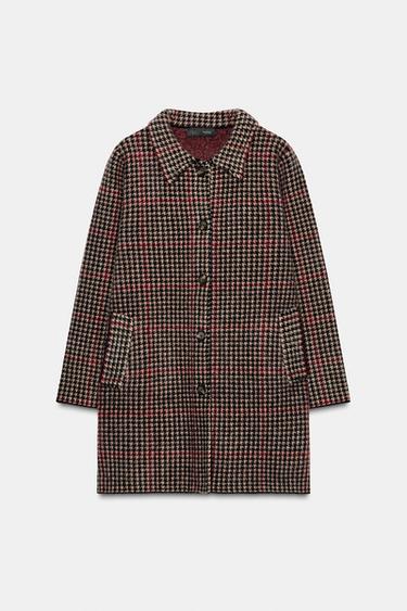 MANTEAU 100% LAINE PIED-DE-POULE - Multicolore de Zara - Image 6