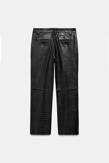 ZW COLLECTION LIMITED EDITION CROC LEATHER TROUSERS - Black by Zara - Image 9