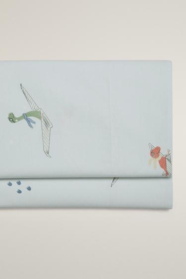 Zara DINOSAUR KIDS' FLAT SHEET - Light blue
