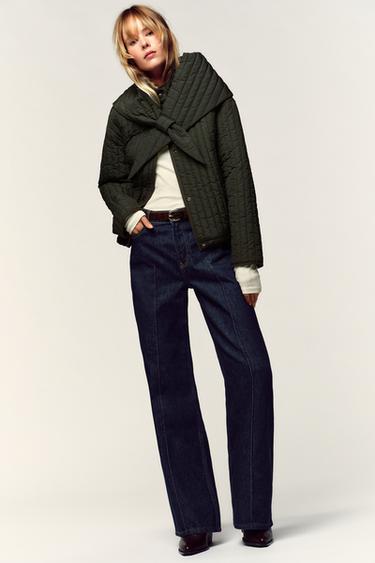 VESTE REMBOURRÉE ÉCHARPE AMOVIBLE - Kaki foncé de Zara
