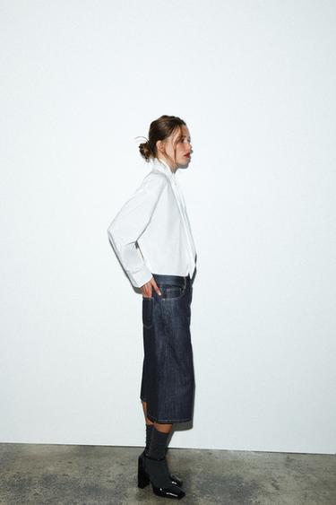 SHORT EN JEAN TRF TAILLE MI-HAUTE - Indigo foncé de Zara - Image 3