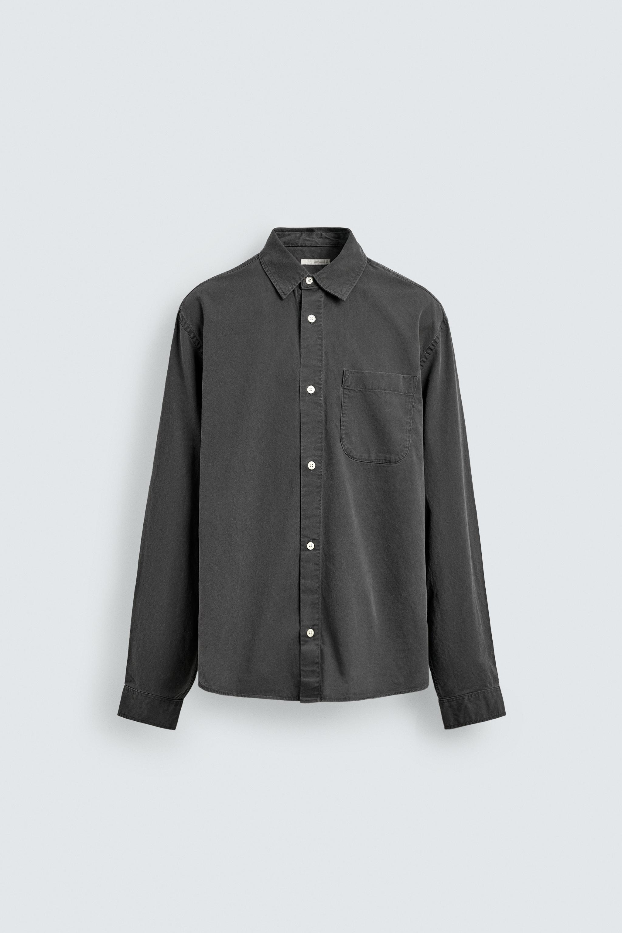 WASHED FLOWING SHIRT — Anthracite grey