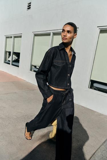 Z1975 HIGH-WAIST JOGGER WIDE-LEG JEANS - Blue by Zara