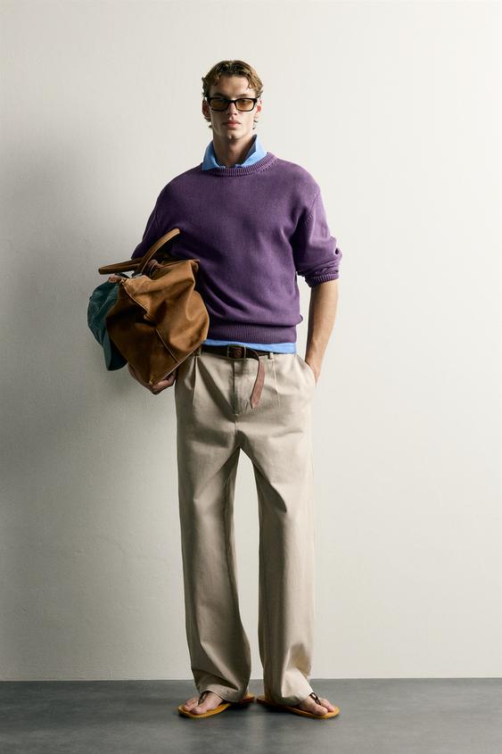 COTTON REGULAR FIT JUMPER - Purple de Zara - Imagen 0