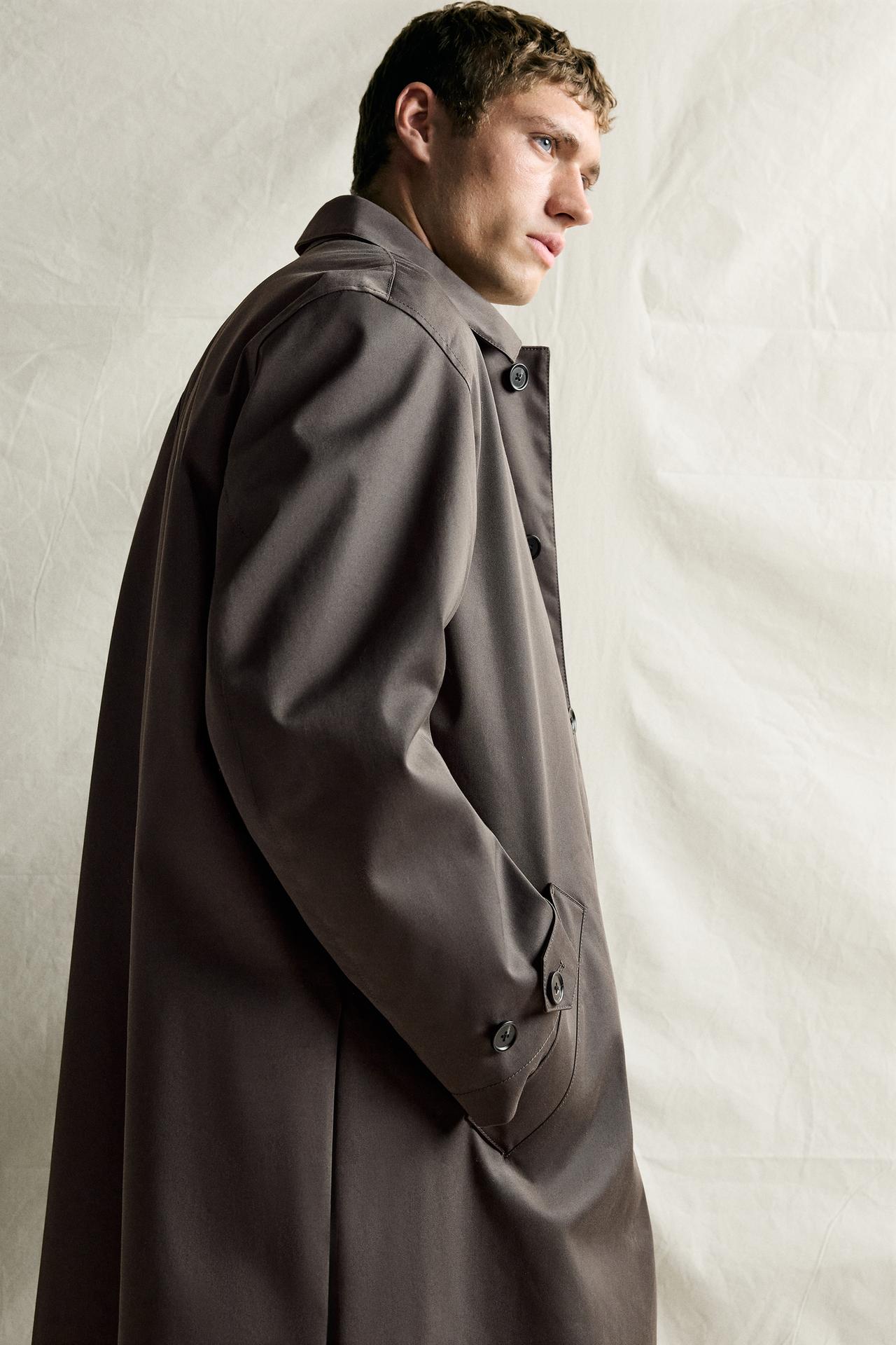 WATER-REPELLENT TRENCH COAT WITH DETACHABLE LINING — Chocolate