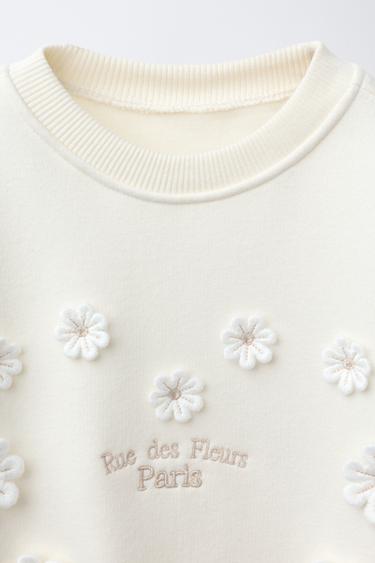 FLORAL SWEATSHIRT - Oyster-white by Zara - Image 2