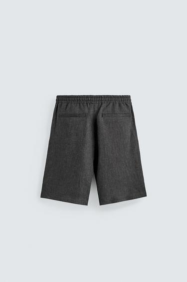 SHORT 100% LIN À PLIS - Plomb de Zara - Image 6