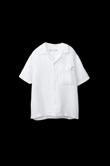LINEN CAMP COLLAR SHIRT - White by Zara - Image 0