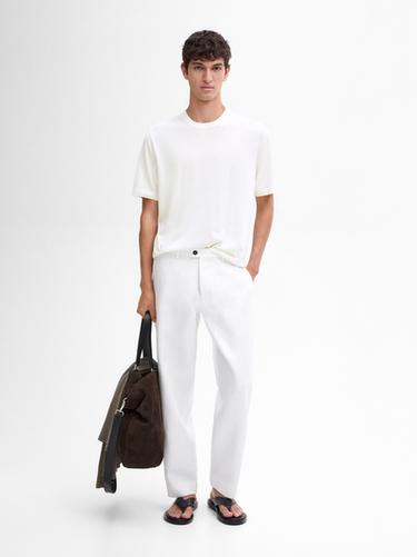 Camiseta punto mezcla algodón - Crudo de Zara - Imagen 0