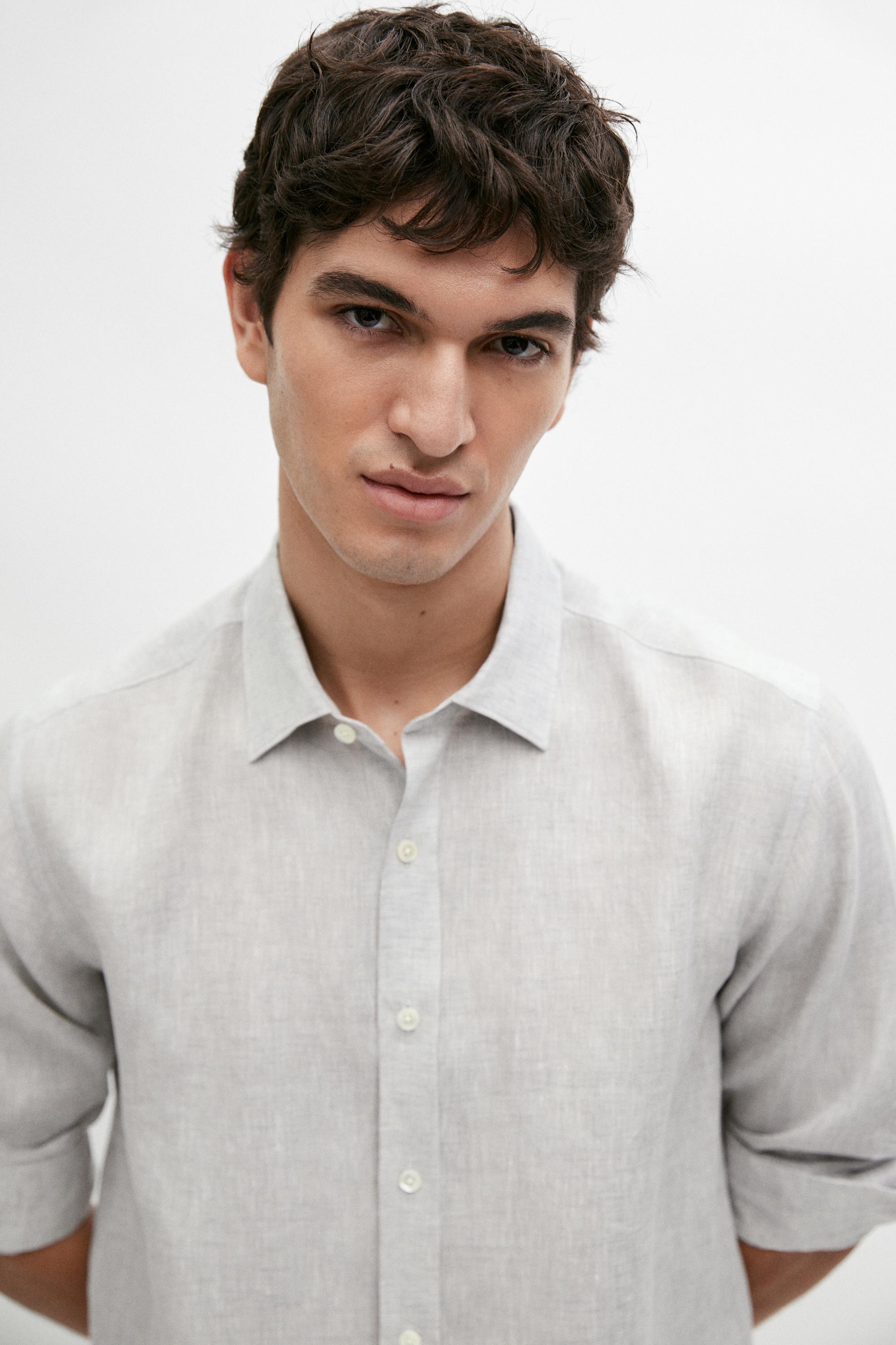 Chemise regular fit délavée 100 % lin