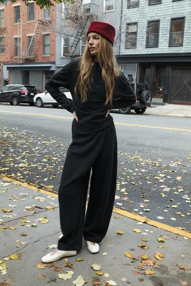 TOP ناعم بطيات مضمومة - رمادي by Zara