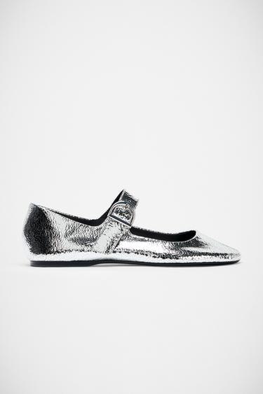 METALLIC EFFECT BALLERINAS - Silver by Zara