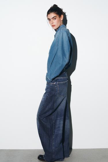 HIGH-WAIST TRF OVERSIZE BALLOON JEANS - Navy blue by Zara - Image 3