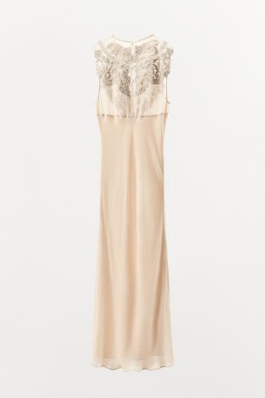 LIMITED EDITION BEADED EMBROIDERED DRESS - Oyster-white by Zara - Image 5