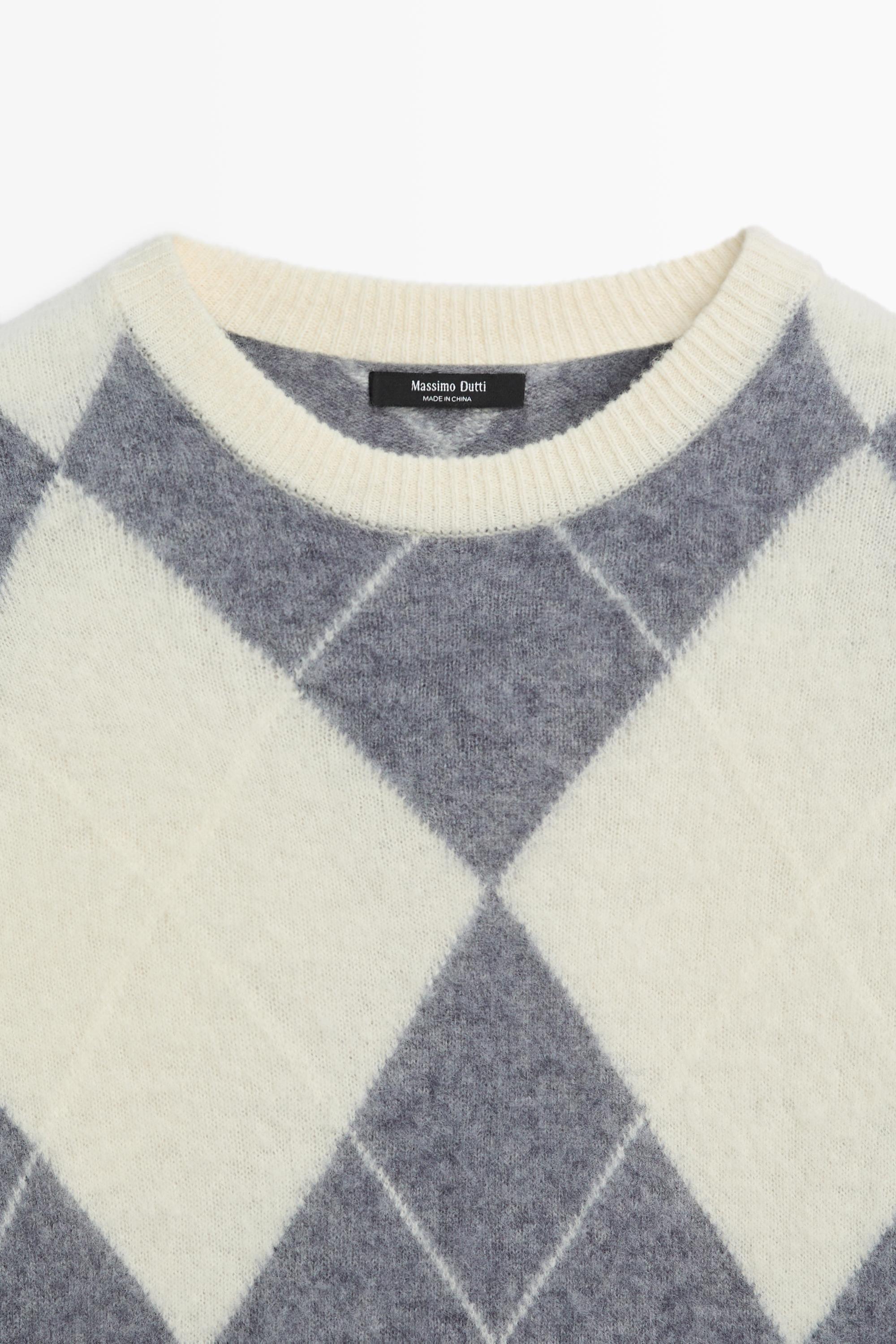 Pull en maille à losanges et mélange de laine