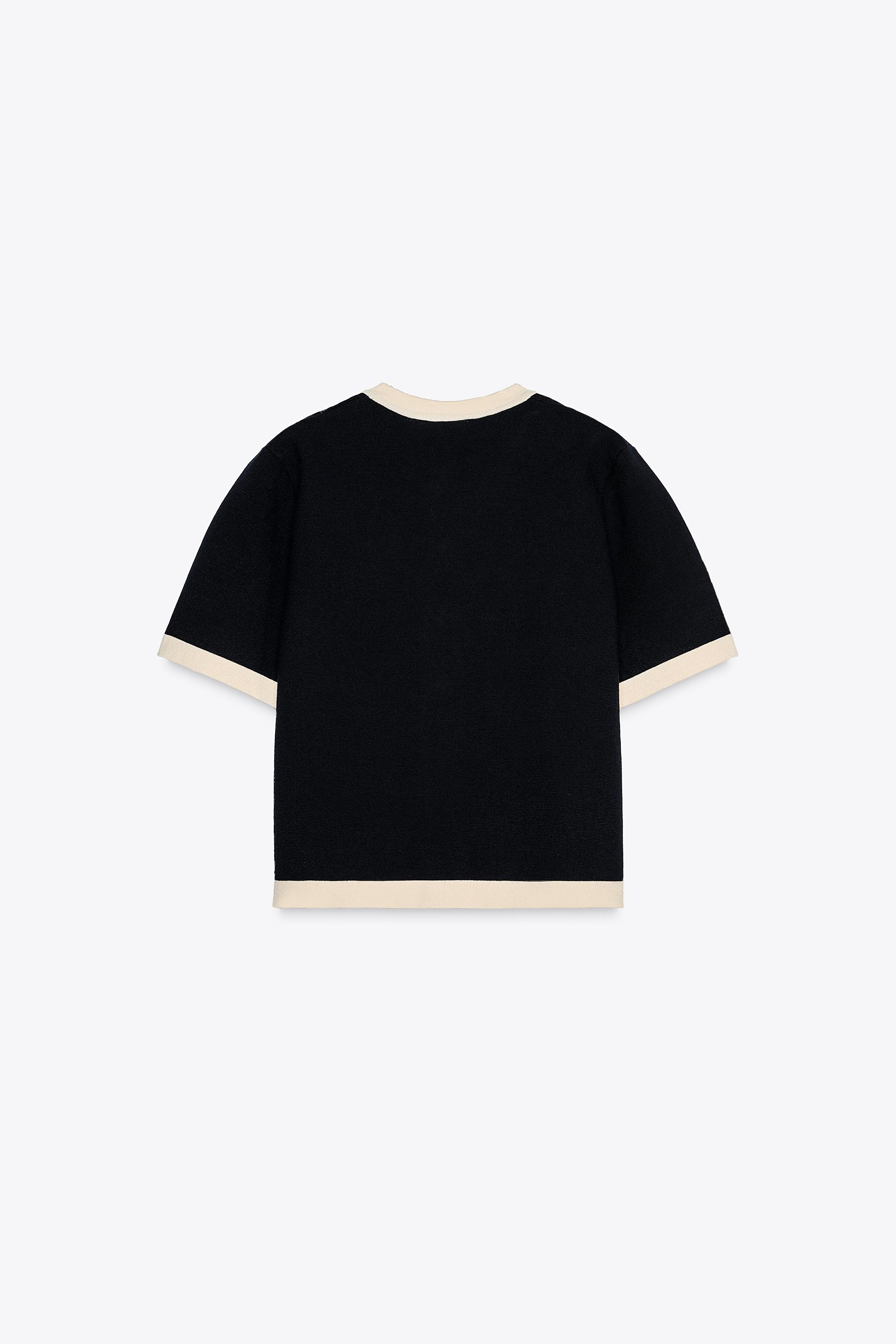 ン 大人気 新品 ノ ショートスリーブ ニットカーディガン ZARA | ネイビーブルー - トップス