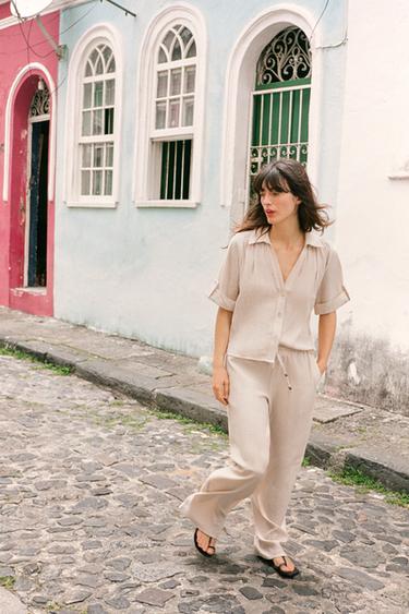 CAMISA FLUIDA MANGA CORTA - Crudo de Zara