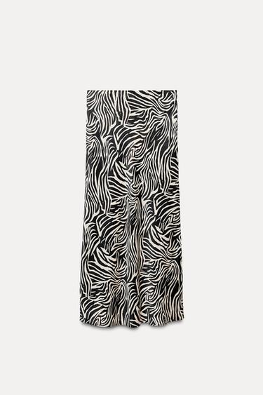 SATÉNOVÁ MIDI SUKNĚ - Zebra od Zara