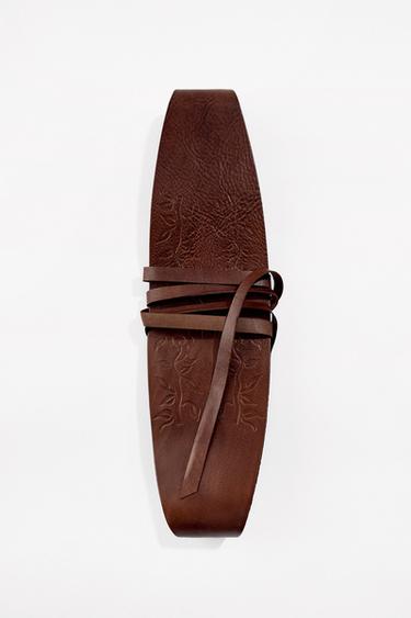 Zara TIED LEATHER SASH BELT - Leather