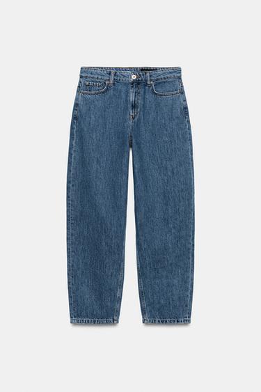 ZW COLLECTION TAPERED MID-WAIST JEANS - Blue by Zara
