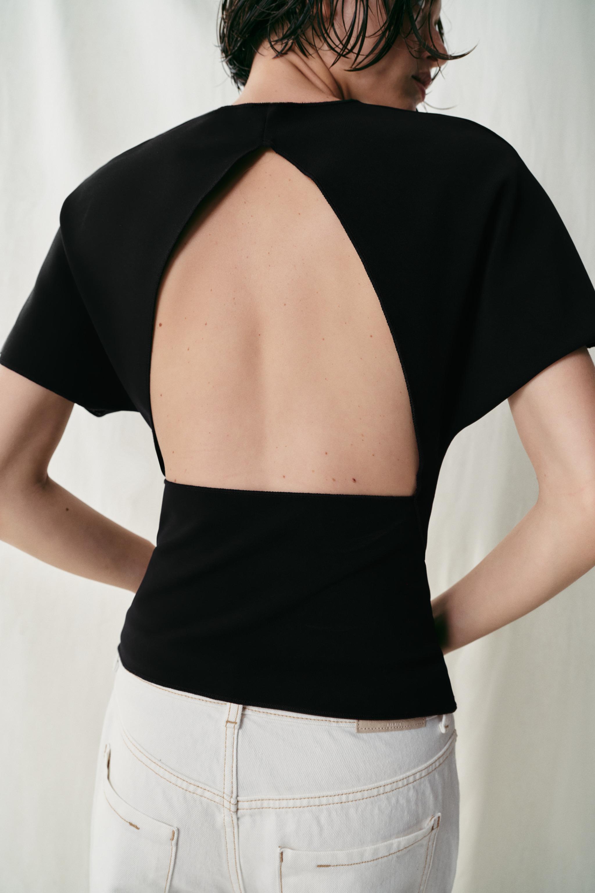 Женские топы Zara SHORT SLEEVE CUT OUT TOP — фото 5