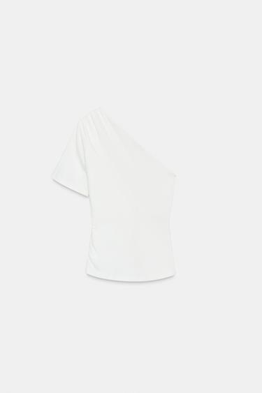 Zara ASYMMETRIC TOP - Oyster-white