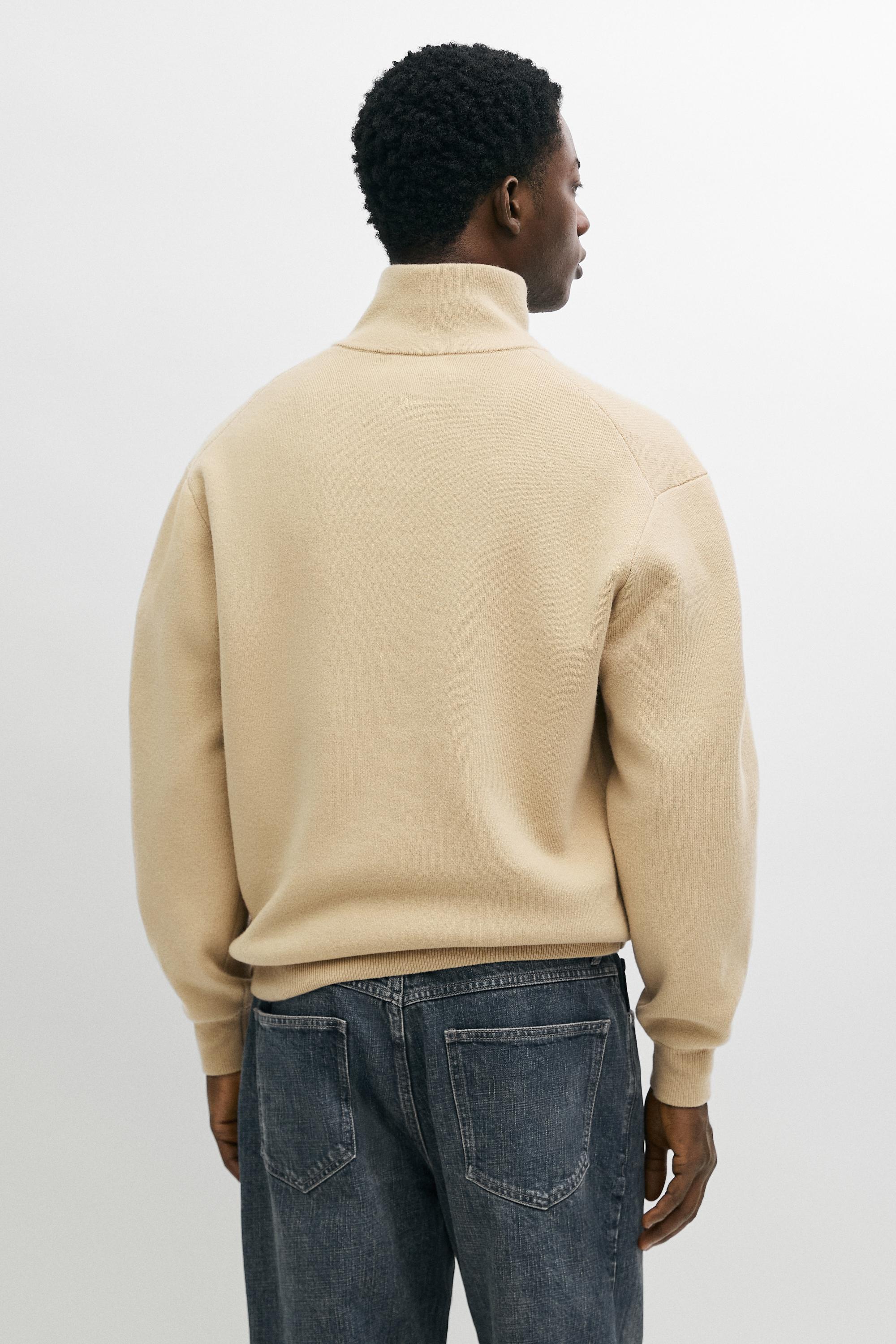 Wool mock neck knit sweater