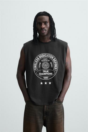 CAMISETA TANK ESTAMPADOS LAVADOS - Gris antracita de Zara