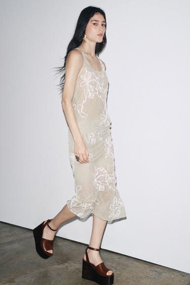 SEMI-SHEER STRUCTURED KNIT SKIRT - Ecru by Zara - Image 4