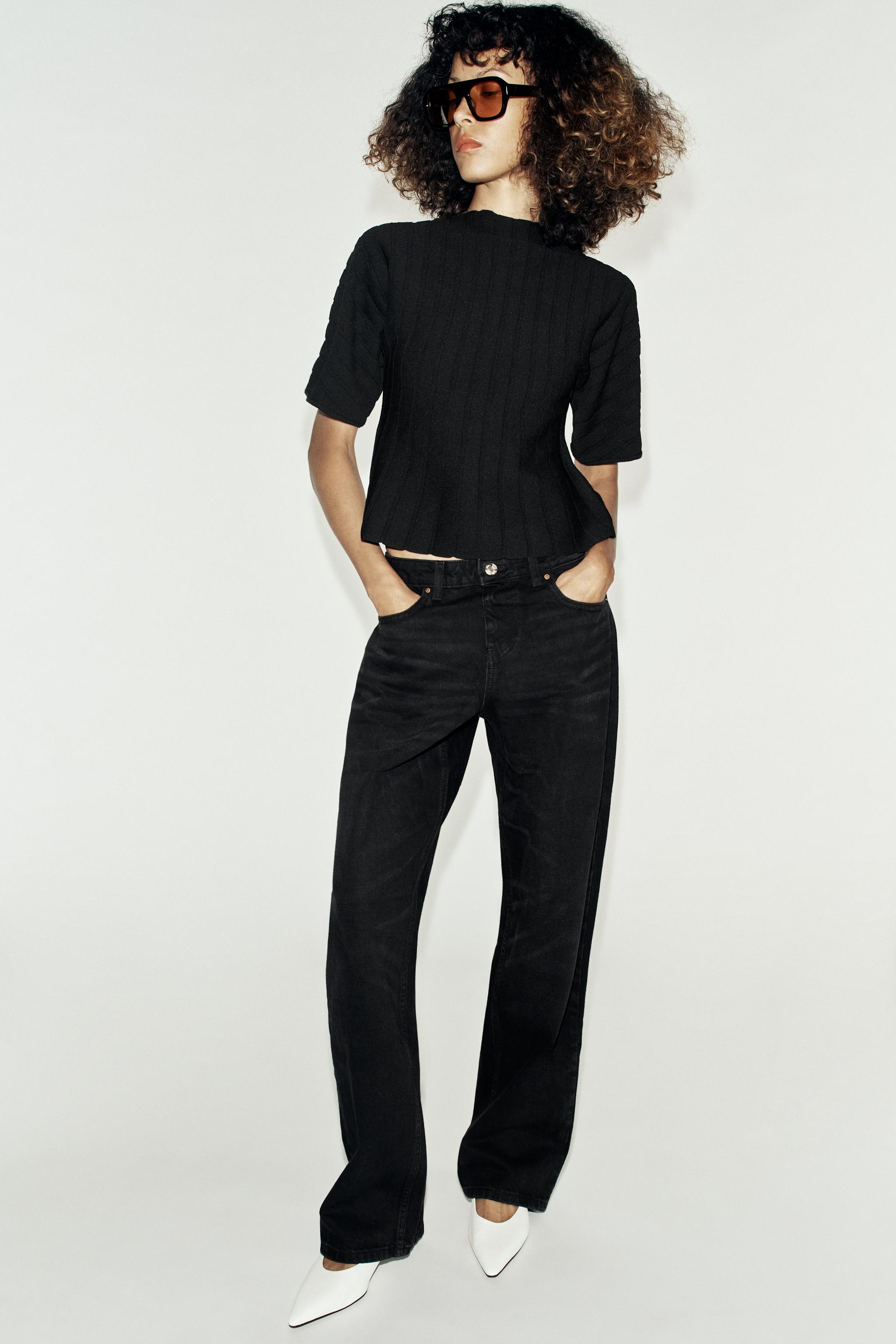 RIBBED KNIT TOP — Black