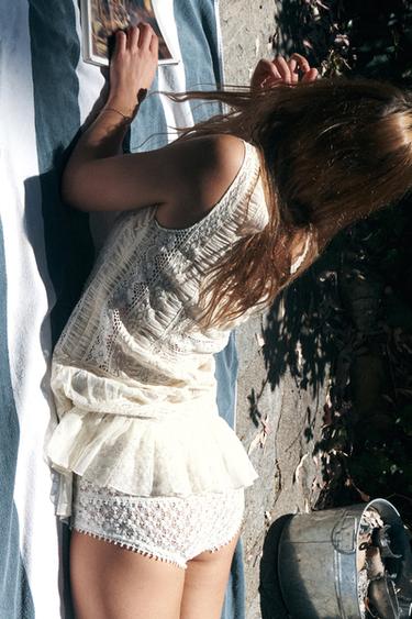 RED PLEATED LACE DRESS - Oyster-white by Zara - Image 2