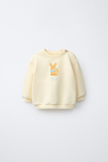 SUDADERA CONEJITO DETALLES BORDADOS - Amarillo claro de Zara - Imagen 0