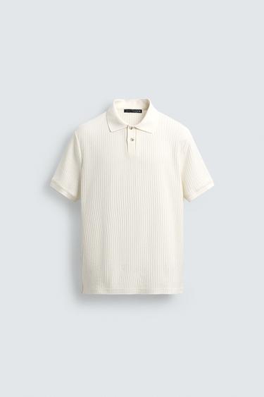 Zara 標準版羅紋POLO衫 - 裸色