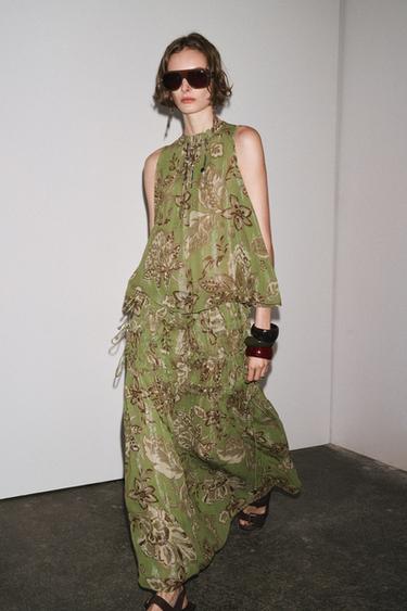 ZW COLLECTION PRINTED SKIRT - Green by Zara