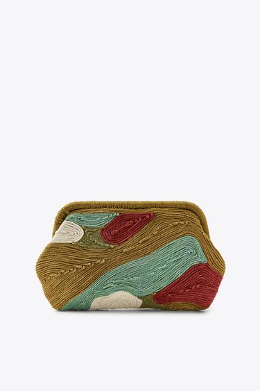 Zara MULTICOLOR RECTANGULAR BAG - Khaki